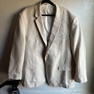 Palm Beach Brock Beige Linen 2-Button Blazer‎ Sport Coat Beach Coastal Prep 50L